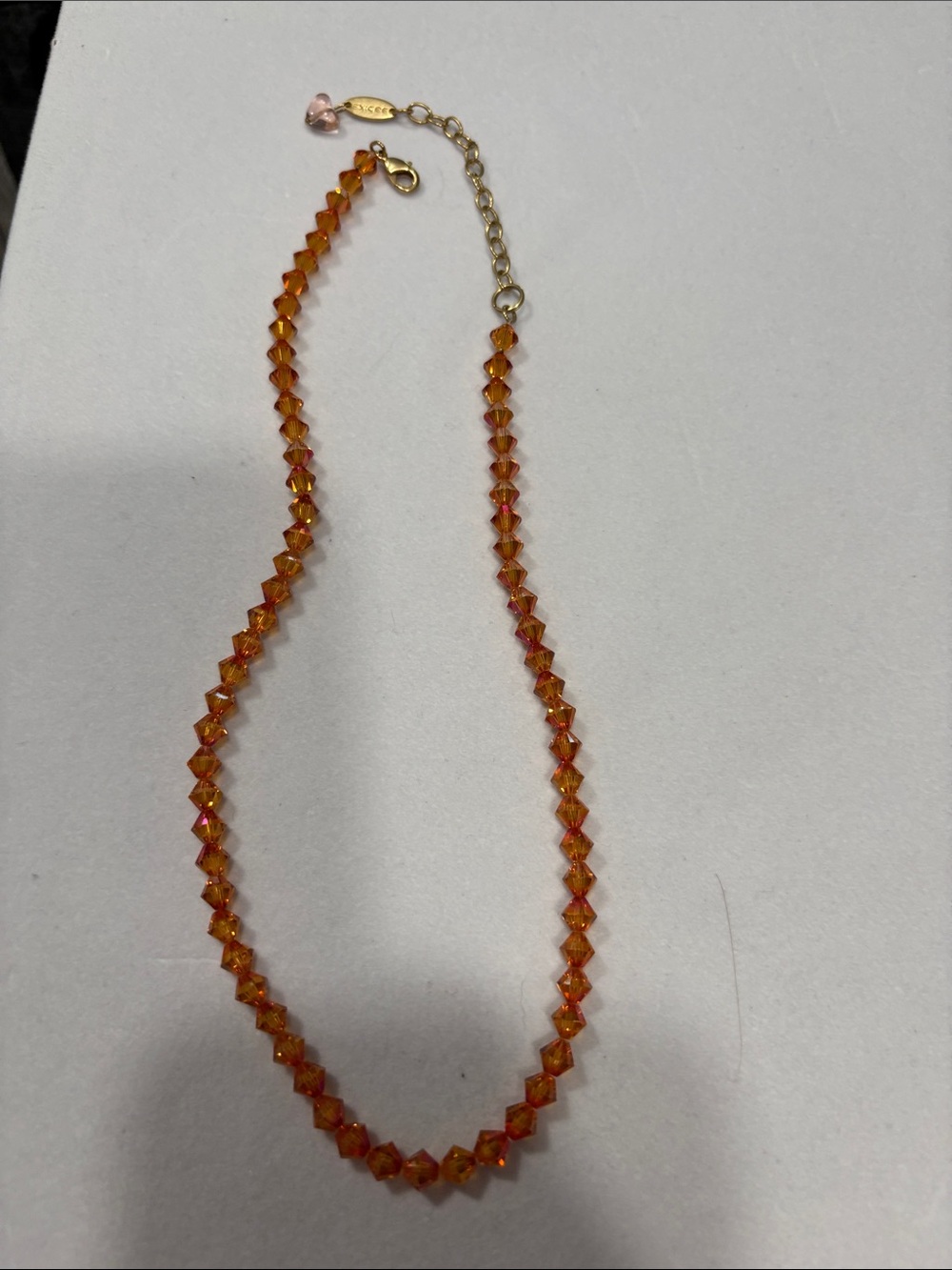 Sabika Amber Orange Crystal Bead Necklace S19